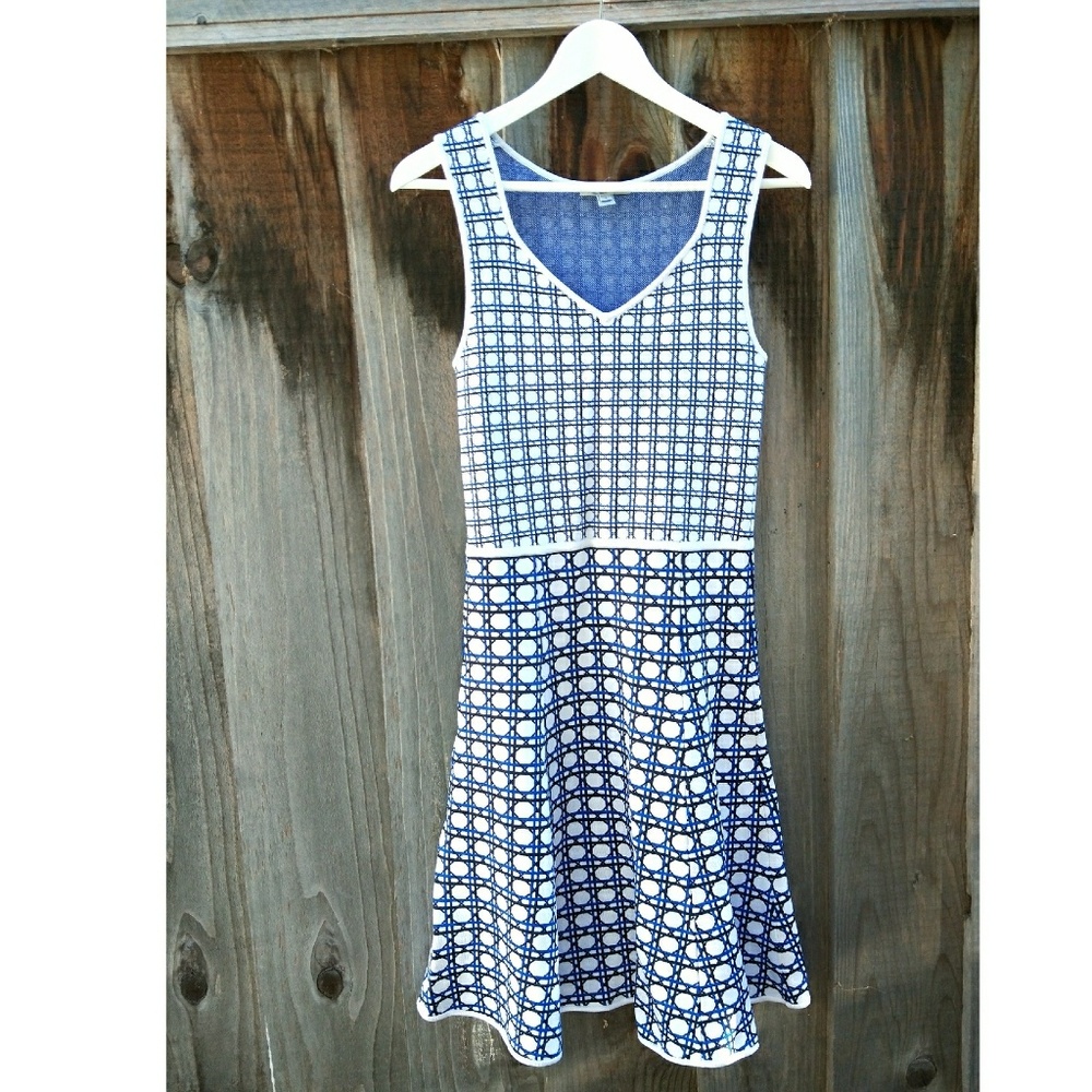 A zac posen geometric print flounce-hem dress